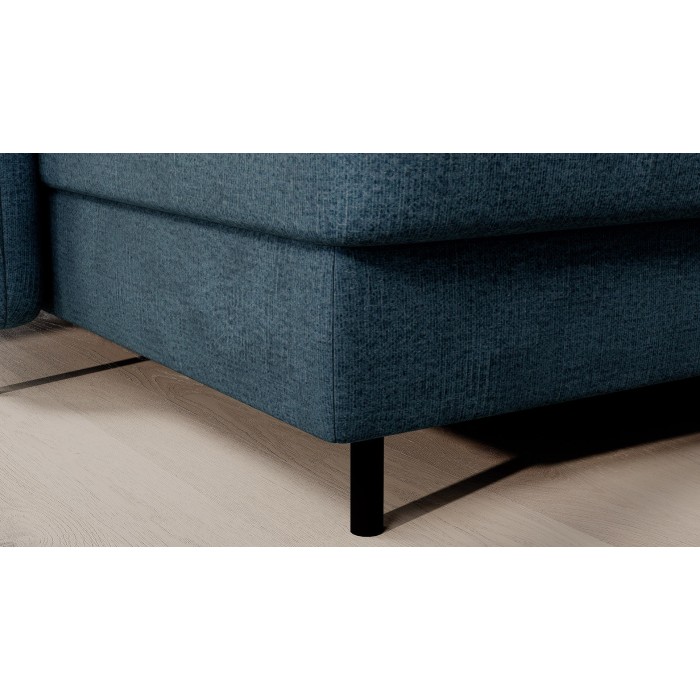 Canapé d’angle convertible BERTHO 306 cm bleu canard – Angle gauche avec coffre 