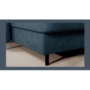 Canapé d’angle convertible BERTHO 306 cm bleu canard – Angle gauche avec coffre 