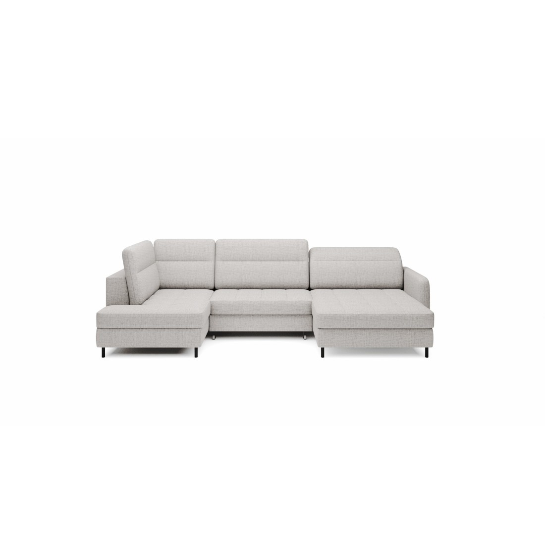 Canapé d’angle convertible BERTHO 306 cm gris clair – Angle gauche avec coffre 