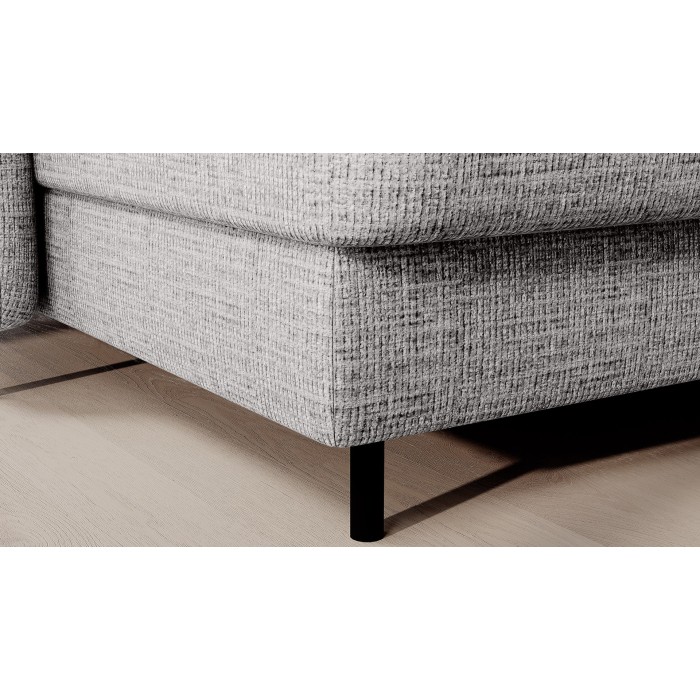 Canapé d’angle convertible BERTHO 306 cm gris clair – Angle gauche avec coffre 