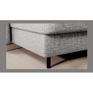 Canapé d’angle convertible BERTHO 306 cm gris clair – Angle gauche avec coffre 