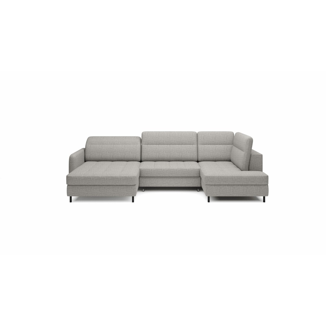 Canapé d’angle convertible BERTHO 306 cm gris clair – Angle gauche avec coffre 