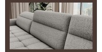 Canapé d’angle convertible BERTHO 306 cm gris clair – Angle gauche avec coffre 