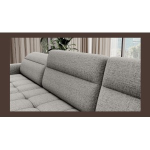 Canapé d’angle convertible BERTHO 306 cm gris clair – Angle gauche avec coffre 