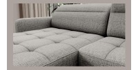 Canapé d’angle convertible BERTHO 306 cm gris clair – Angle gauche avec coffre 