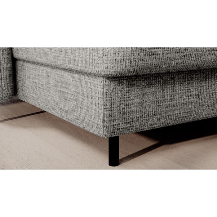 Canapé d’angle convertible BERTHO 306 cm gris clair – Angle gauche avec coffre 