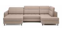 Canapé d’angle convertible BERTHO 306 cm beige clair – Angle gauche avec coffre 