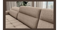 Canapé d’angle convertible BERTHO 306 cm beige clair – Angle gauche avec coffre 