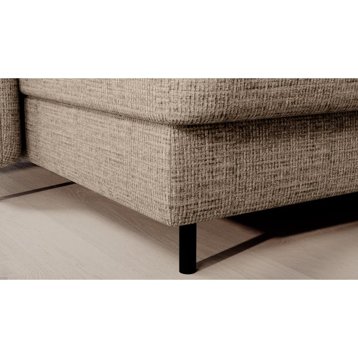 Canapé d’angle convertible BERTHO 306 cm beige clair – Angle gauche avec coffre 