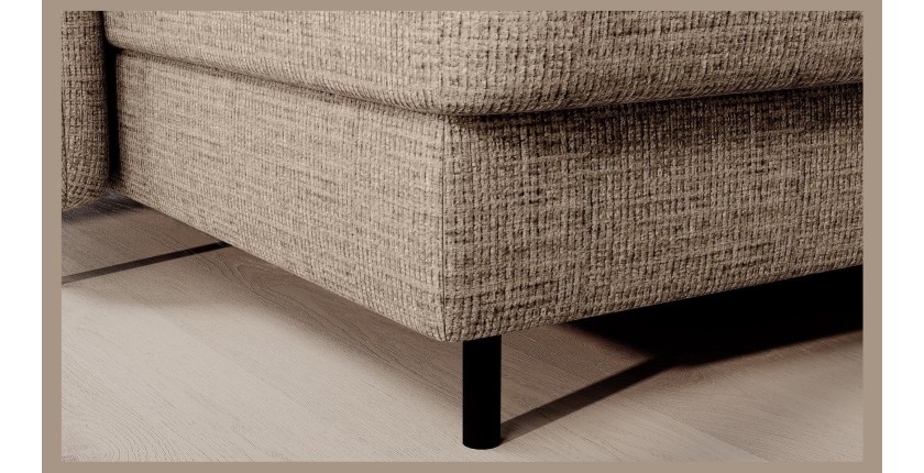 Canapé d’angle convertible BERTHO 306 cm beige clair – Angle gauche avec coffre 