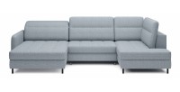 Canapé d’angle convertible BERTHO 306 cm bleu gris – Angle gauche avec coffre 