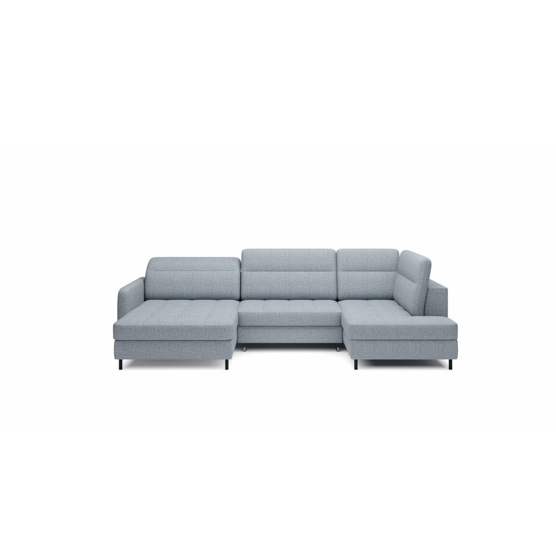 Canapé d’angle convertible BERTHO 306 cm bleu gris – Angle gauche avec coffre 