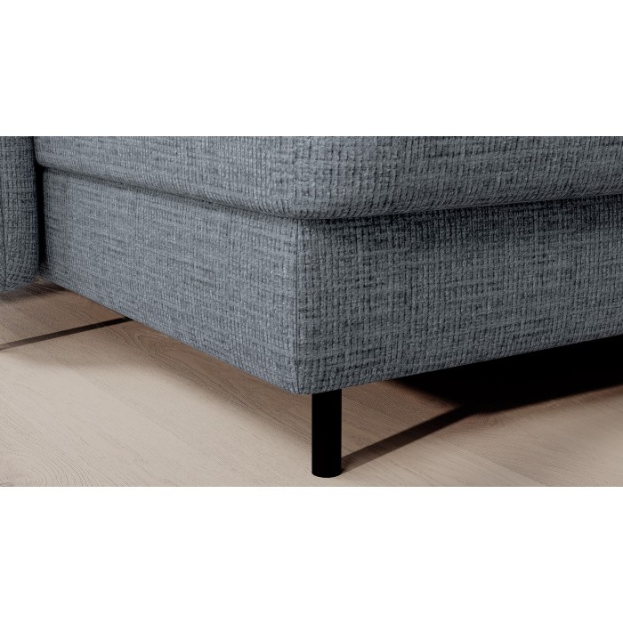 Canapé d’angle convertible BERTHO 306 cm bleu gris – Angle gauche avec coffre 