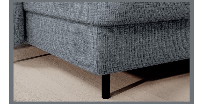 Canapé d’angle convertible BERTHO 306 cm bleu gris – Angle gauche avec coffre 