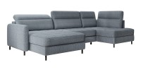 Canapé d’angle convertible BERTHO 306 cm bleu gris – Angle gauche avec coffre 