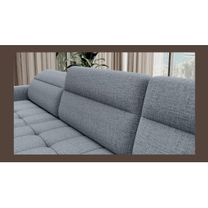 Canapé d’angle convertible BERTHO 306 cm bleu gris – Angle gauche avec coffre 