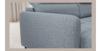 Canapé d’angle convertible BERTHO 306 cm bleu gris – Angle gauche avec coffre 