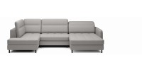Canapé d’angle convertible BERTHO 306 cm gris – Angle droit avec coffre 
