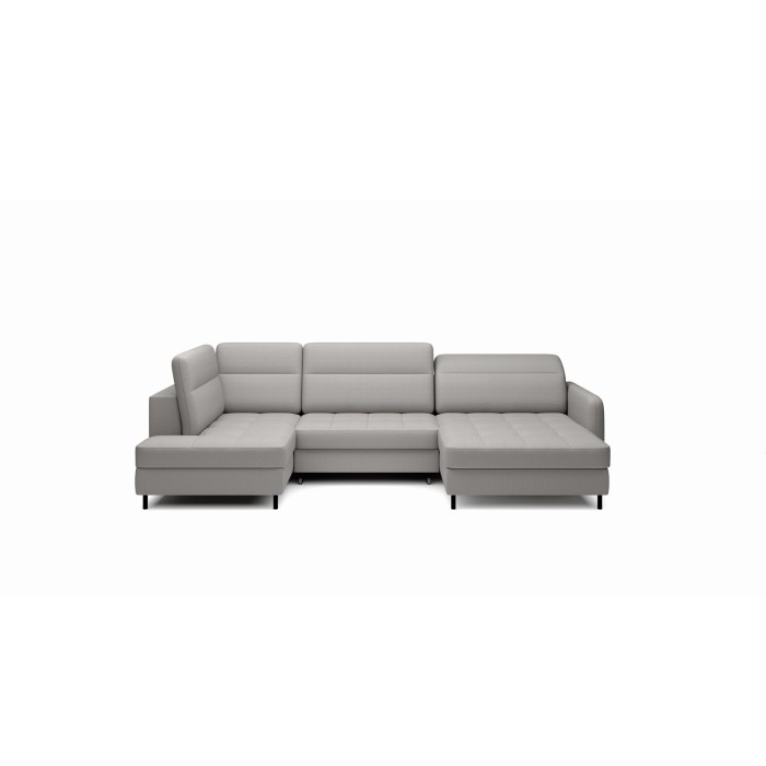 Canapé d’angle convertible BERTHO 306 cm gris – Angle droit avec coffre 