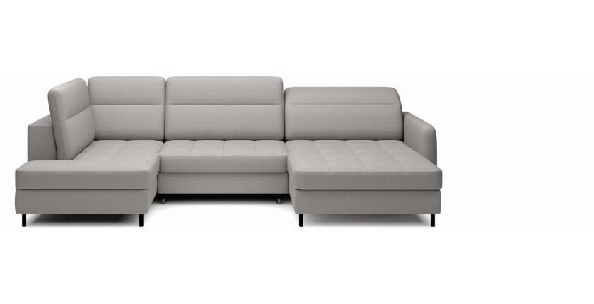 Canapé d’angle convertible BERTHO 306 cm gris – Angle droit avec coffre 