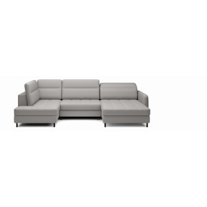Canapé d’angle convertible BERTHO 306 cm gris – Angle droit avec coffre 