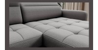 Canapé d’angle convertible BERTHO 306 cm gris – Angle droit avec coffre 
