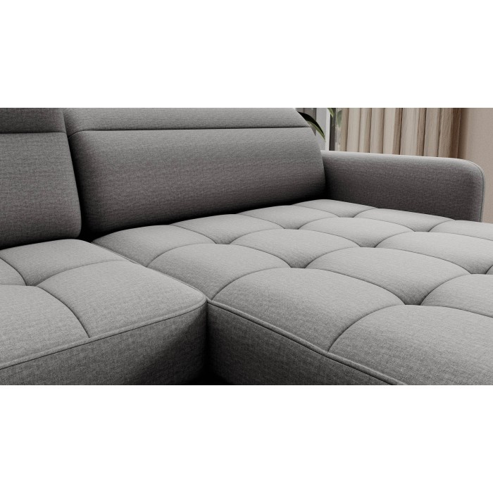 Canapé d’angle convertible BERTHO 306 cm gris – Angle droit avec coffre 