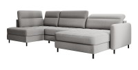 Canapé d’angle convertible BERTHO 306 cm gris – Angle droit avec coffre 
