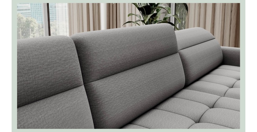 Canapé d’angle convertible BERTHO 306 cm gris – Angle droit avec coffre 