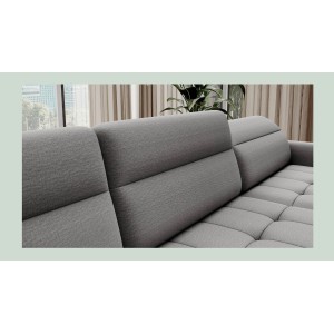 Canapé d’angle convertible BERTHO 306 cm gris – Angle droit avec coffre 
