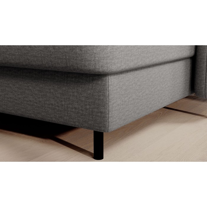 Canapé d’angle convertible BERTHO 306 cm gris – Angle droit avec coffre 