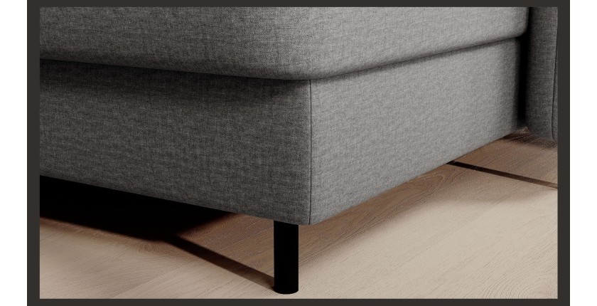 Canapé d’angle convertible BERTHO 306 cm gris – Angle droit avec coffre 