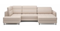 Canapé d’angle convertible BERTHO 306 cm beige – Angle droit avec coffre 