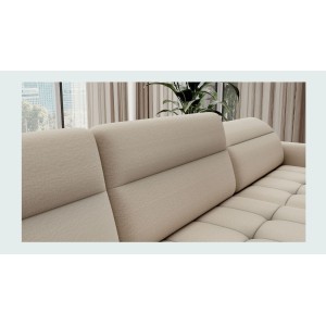Canapé d’angle convertible BERTHO 306 cm beige – Angle droit avec coffre 