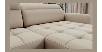 Canapé d’angle convertible BERTHO 306 cm beige – Angle droit avec coffre 
