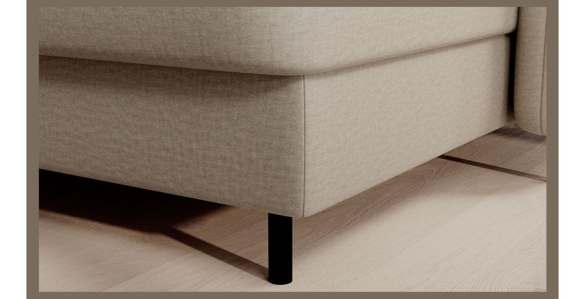 Canapé d’angle convertible BERTHO 306 cm beige – Angle droit avec coffre 