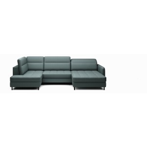 Canapé d’angle convertible BERTHO 306 cm vert foncé – Angle droit avec coffre 