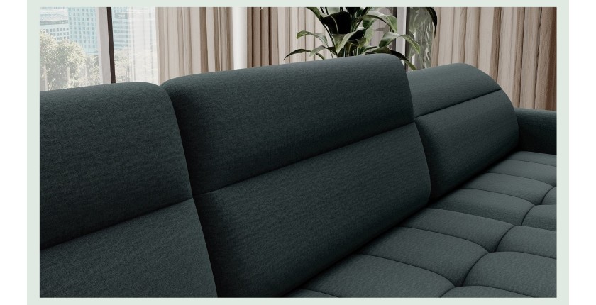 Canapé d’angle convertible BERTHO 306 cm vert foncé – Angle droit avec coffre 