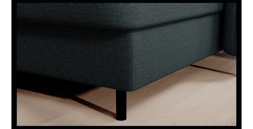 Canapé d’angle convertible BERTHO 306 cm vert foncé – Angle droit avec coffre 