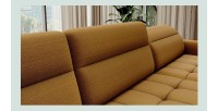 Canapé d’angle convertible BERTHO 306 cm jaune orangé – Angle droit avec coffre 
