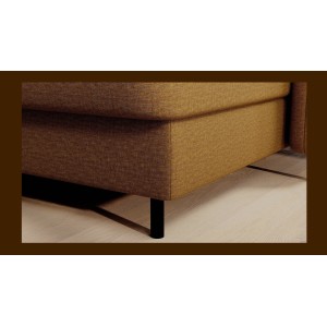 Canapé d’angle convertible BERTHO 306 cm jaune orangé – Angle droit avec coffre 
