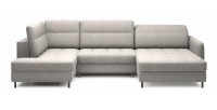 Canapé d’angle convertible BERTHO 306 cm gris clair – Angle droit avec coffre 