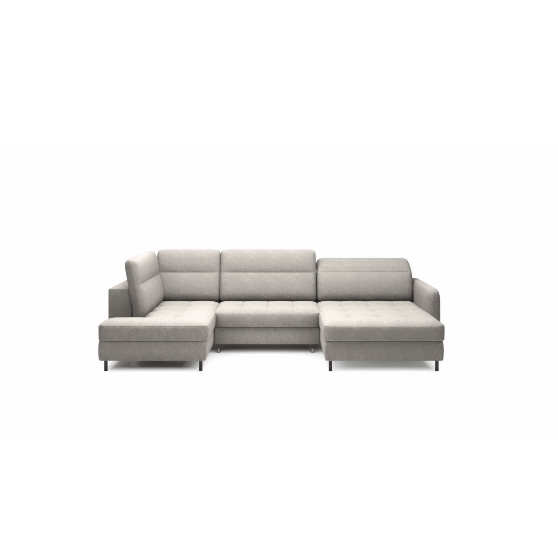 Canapé d’angle convertible BERTHO 306 cm gris clair – Angle droit avec coffre 