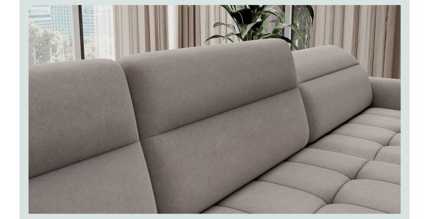 Canapé d’angle convertible BERTHO 306 cm gris clair – Angle droit avec coffre 