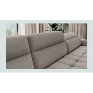 Canapé d’angle convertible BERTHO 306 cm gris clair – Angle droit avec coffre 
