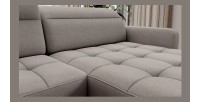 Canapé d’angle convertible BERTHO 306 cm gris clair – Angle droit avec coffre 