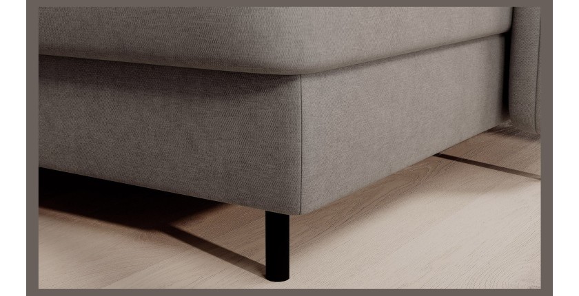 Canapé d’angle convertible BERTHO 306 cm gris clair – Angle droit avec coffre 