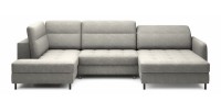 Canapé d’angle convertible BERTHO 306 cm gris – Angle droit avec coffre 