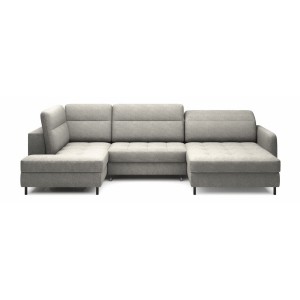 Canapé d’angle convertible BERTHO 306 cm gris – Angle droit avec coffre 