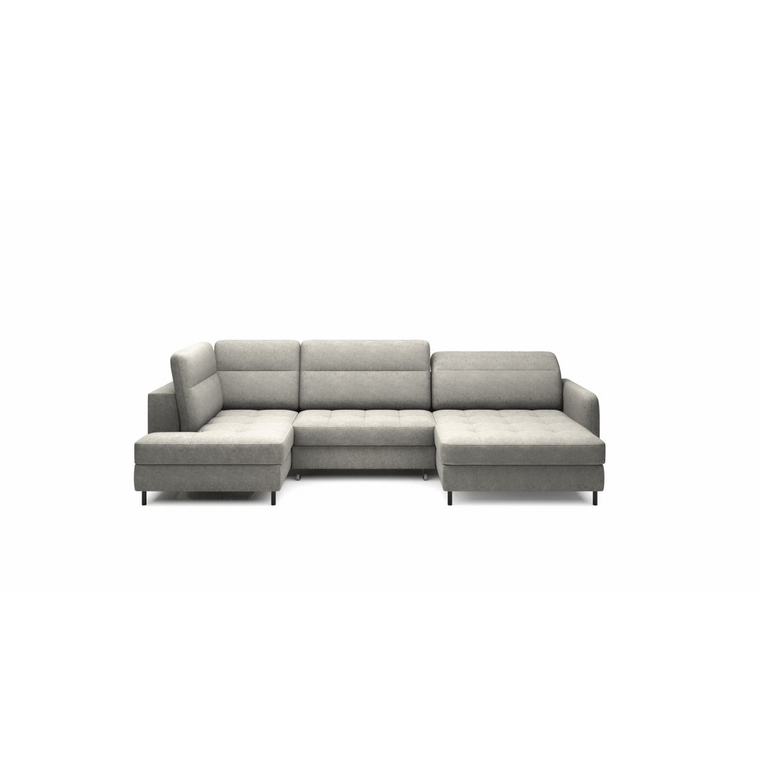 Canapé d’angle convertible BERTHO 306 cm gris – Angle droit avec coffre 